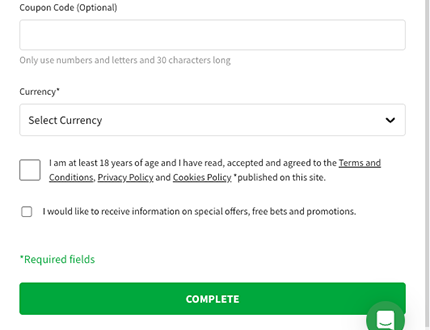 Quinnbet registration form