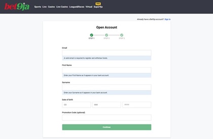 Bet9ja Registration