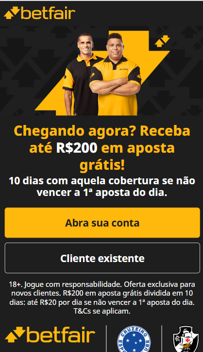 Aposta grátis Betfair de até R$200