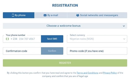 1xBet Registration