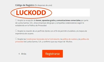 codigo promocional luckia luckodd